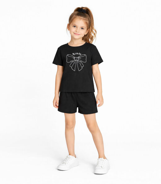 Conjunto Infantil Feminino Blusa E Short Select Preto