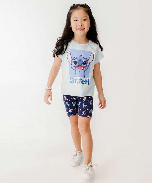 Camiseta Infantil Estampa Stitch Disney Tam 4 a 10