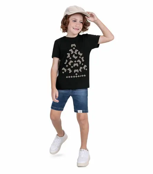 Bermuda Infantil Jeans Trick Nick Azul
