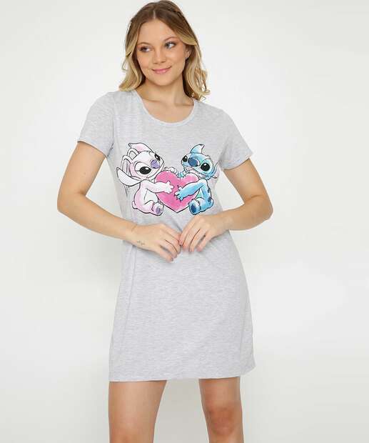 Camisola Stitch E Angel Manga Curta Disney