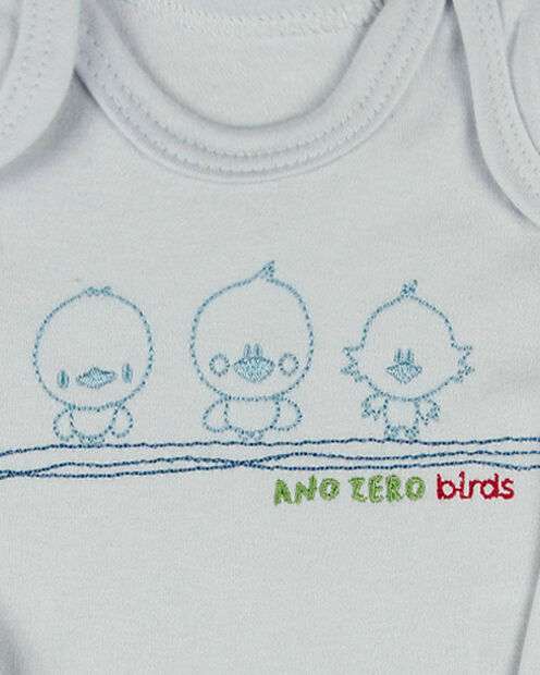 Conjunto Plush Bebe Menino Casaco Body e Culote Bordado Pintinhos - Azul