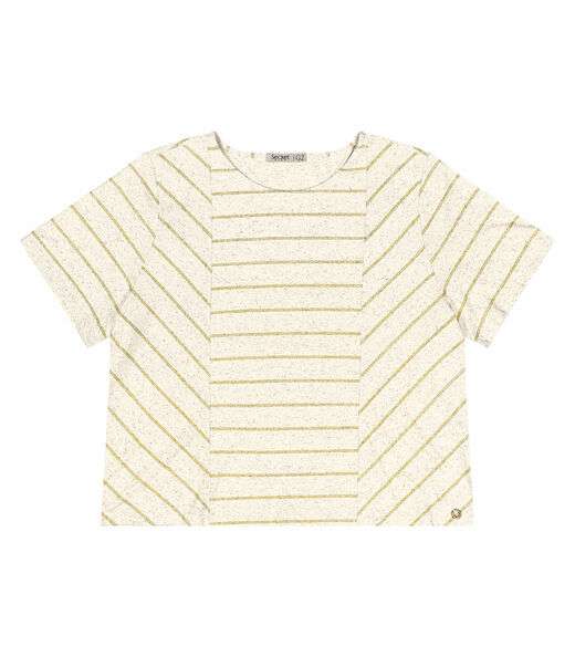 Blusa Plus Size Com Listras Secret Glam Bege