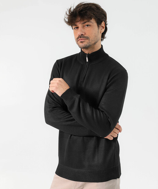 Image_Suéter Masculino Tricô Half Zíper MR Preto