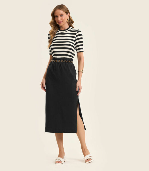 Blusa Cropped em Ribana de Viscose Rovitex Preto