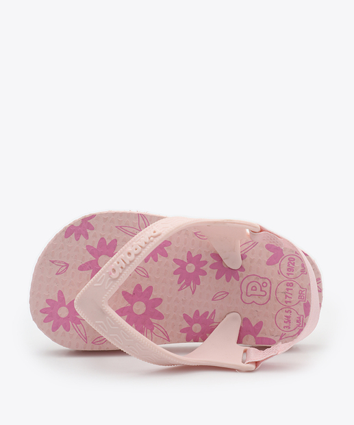 Chinelo Infantil Bebê Estampa Flor Pimpolho Rosa