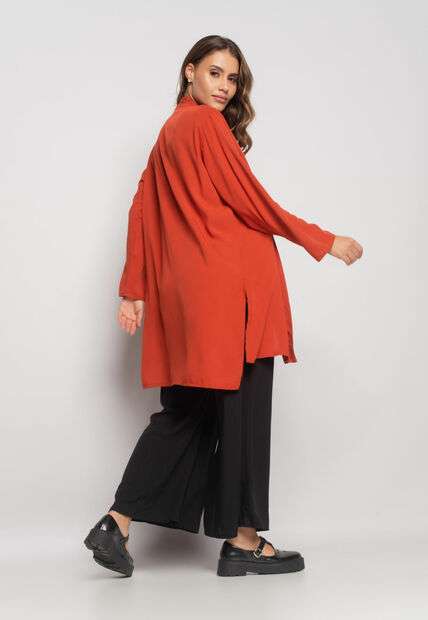 Kimono Manga Longa Viscolinho Telha Salvatore Fashion