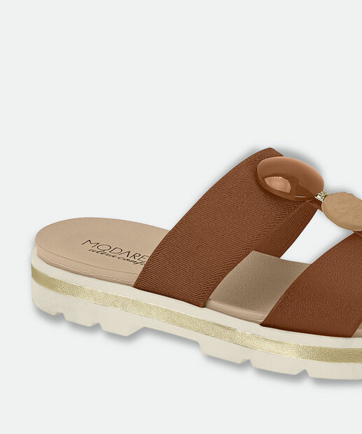 Rasteirinha Feminina Pedras Sintéticas Modare Marrom