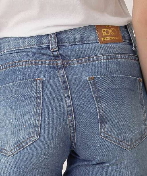 Short Juvenil Jeans Bordado Barra Desfiada Tam 10 a 16
