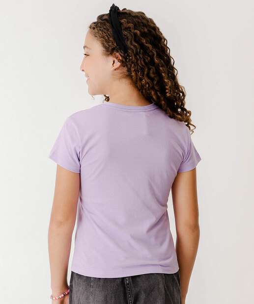 Blusa Juvenil Manga Curta Kuromi Sanrio Tam 10 a 16
