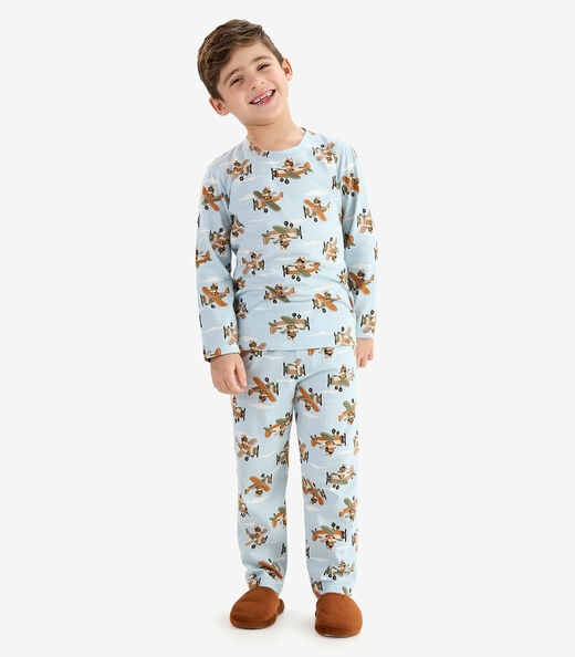 Pijama em Meia Malha Rovi Kids Azul