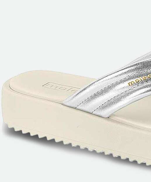 Tamanco Feminino Tiras Flatform Metalizado Moleca 