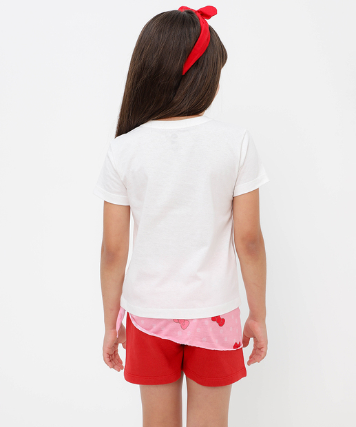 Conjunto Infantil Lenço Hello Kitty Sanrio Tam 4 a 10 Off White
