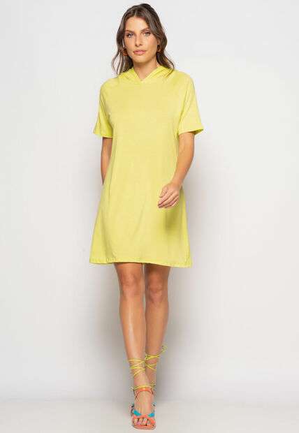 Vestido Curto Com Capuz Malha Verde Salvatore