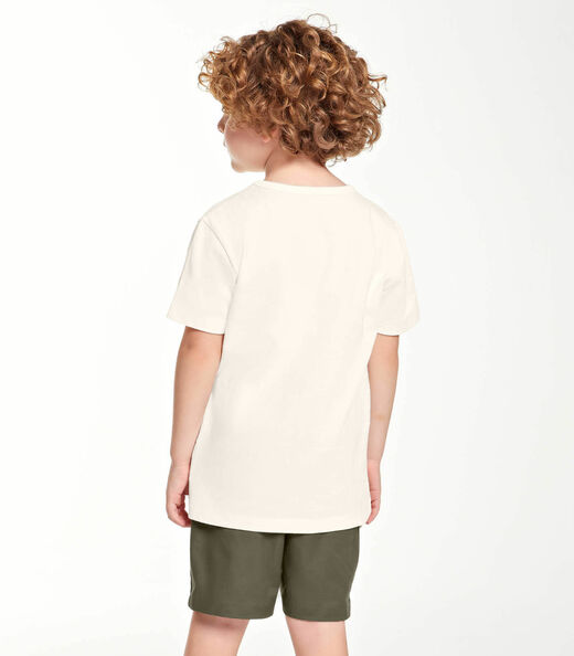 Camiseta Infantil Masculina  Meia Malha Trick Nick Bege