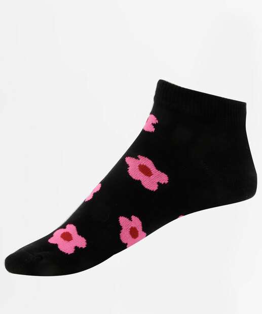 Kit 3 Pares Meias Soquete Feminina Flores Marisa