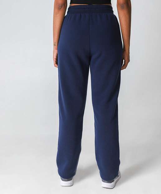 Calça Feminina Moletom Fitness Reta Marisa Azul