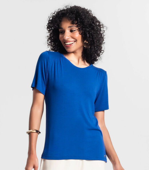 Blusa Feminina Manga Curta Rovitex Azul