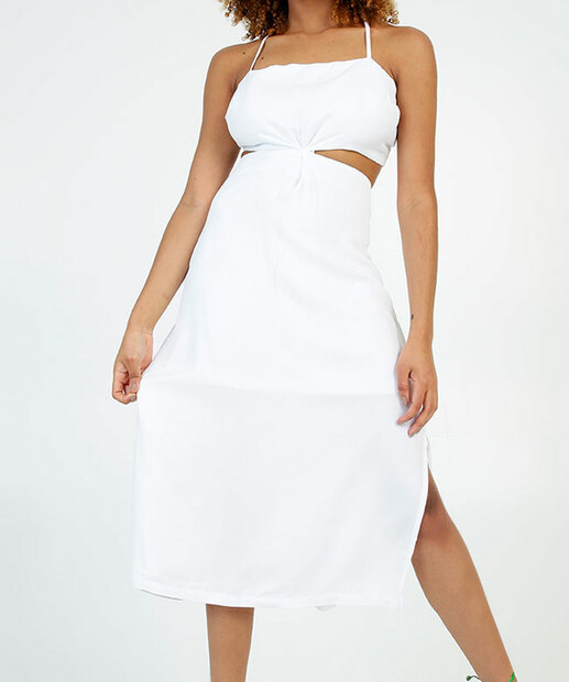 Vestido Midi Feminino Cut Out Alças Finas Marisa