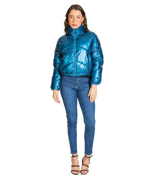 Jaqueta Puffer Feminina Metalizada Select Azul