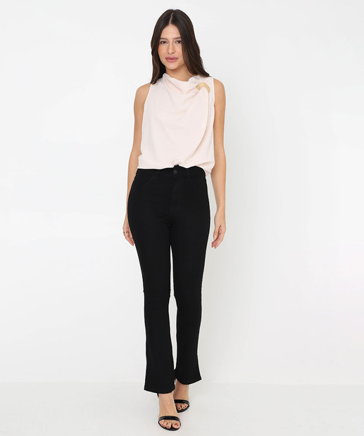 Image_Calça Feminina Reta Cintura Alta Sawary Preto