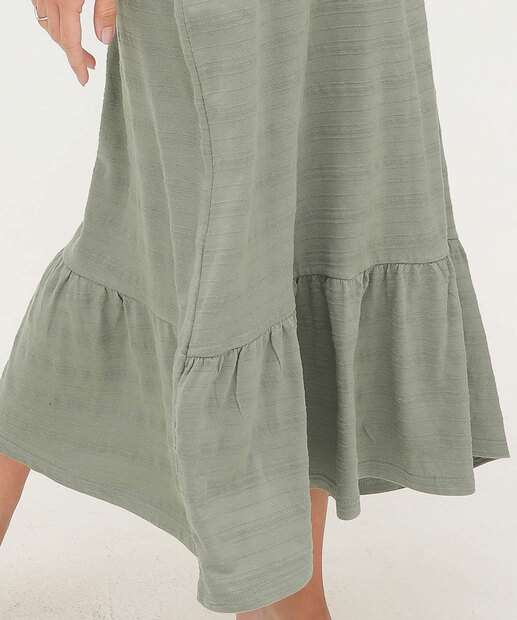 Vestido Midi Feminino Textura Amarração Marisa