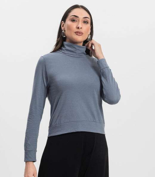 Blusão Gola Alta Infinita Cor Feminino Cinza