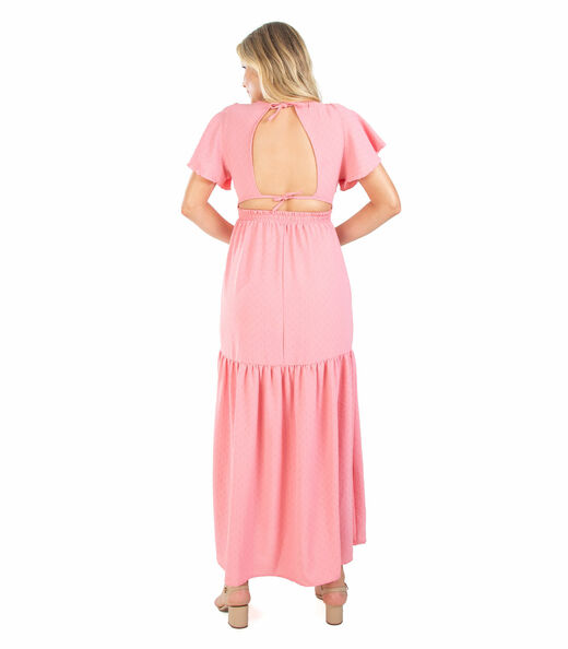 Vestido Longo Linho Select Rosa