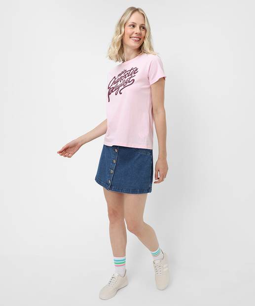 Camiseta Feminina Estampada Marisa Rosa