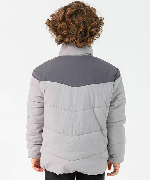 Jaqueta Infantil Puffer Recorte Marisa Tam 4 a 10 Cinza