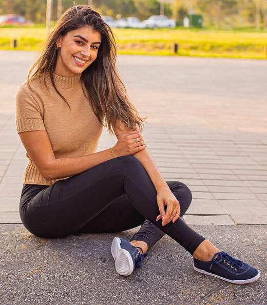 Tênis Feminino com Cadarço Vivet Azul