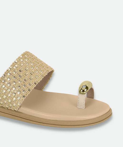 Rasteirinha Feminina Metalizada Beira Rio Dourado