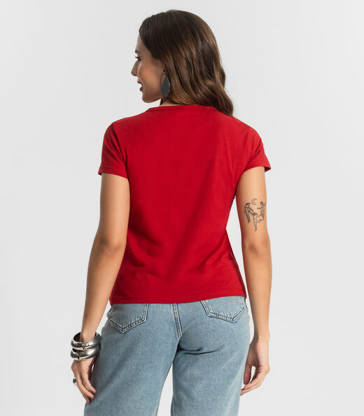 Blusa T-Shirt Feminina Estampada Select Vermelho