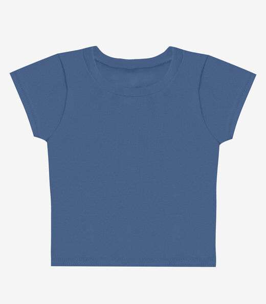 Blusa Básica Infantil Manga Curta Lisa Soletex Azul