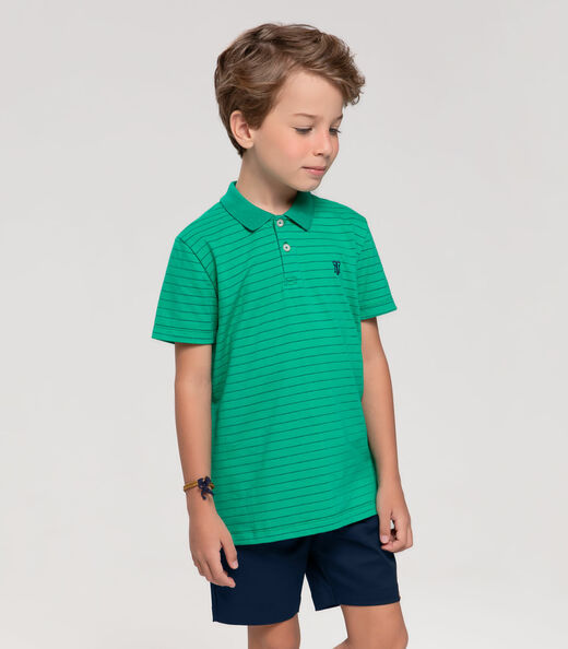 Polo Infantil Masculina Listrada Trick Nick Verde