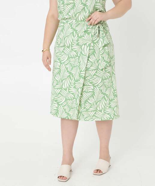 Saia Plus Size Midi Feminina Transpassada Marisa