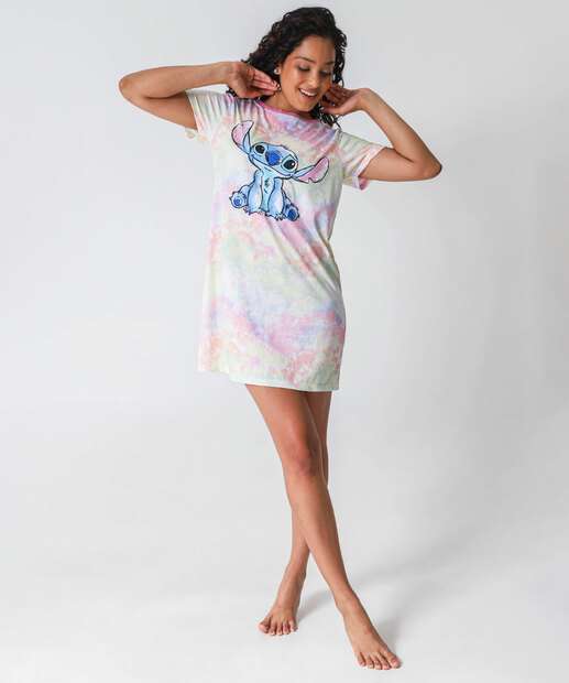 Camisola Estampa Stitch Manga Curta Off White