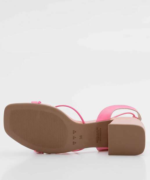 Sandália Salto Grosso Feminina Tiras Amarração Bebecê