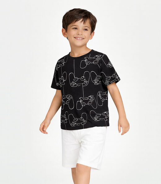 Image_Conjunto Infantil Camiseta e Bermuda Select Preto