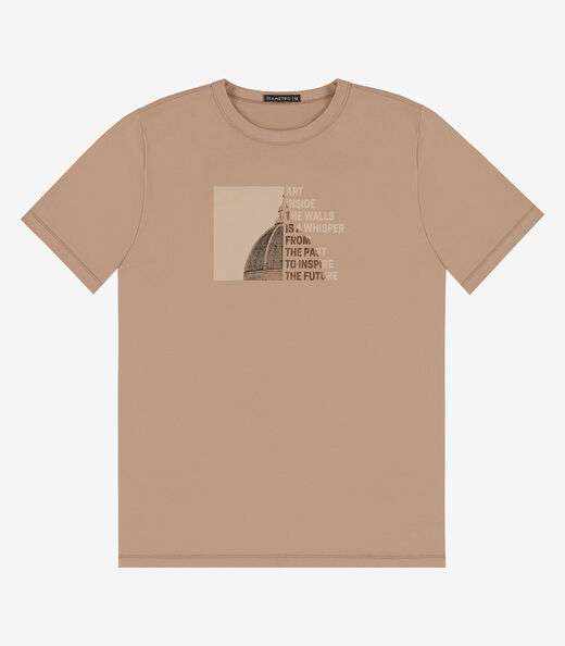 Camiseta Masculina em Meia Malha Diametro Marrom