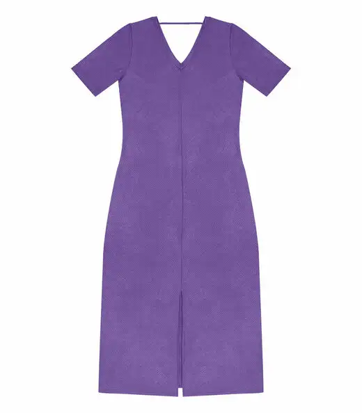 Vestido Midi Ribana Canelada Lurex Rovitex Roxo