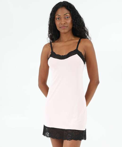 Camisola Recorte Renda Alças Finas Marisa Rosa