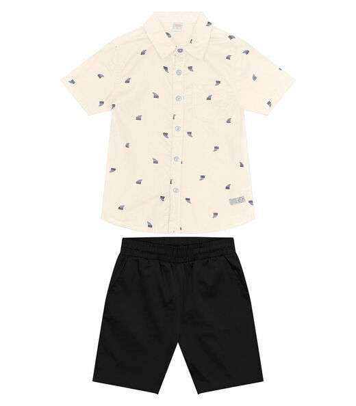 Conjunto Infantil Camisa Com Bermuda Trick Nick Bege