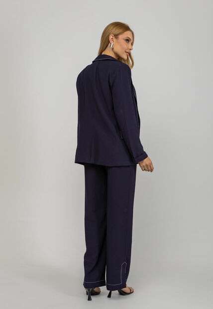 Blazer De Alfaiataria Com Costuras Contrastantes Azul Salvatore