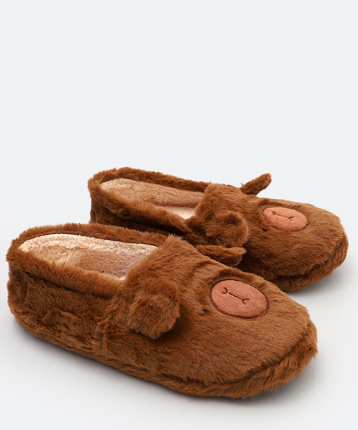 Pantufa Feminina Fechada Capivara Marisa Marrom