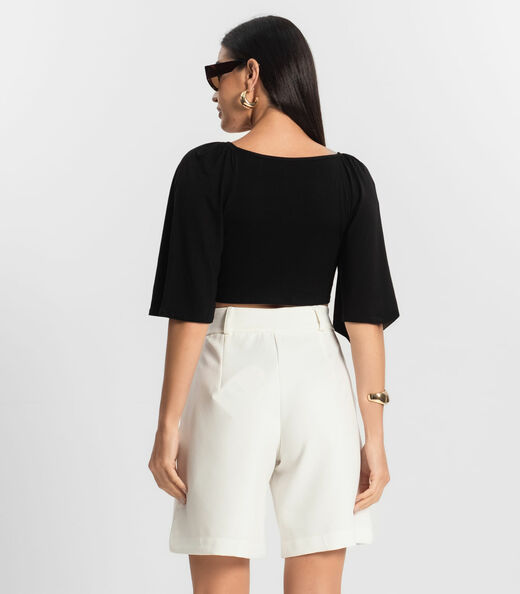 Blusa Cropped Feminina Nózinho Rovitex Preto