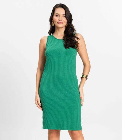 Image_Vestido Curto Em Ribana Canelada Rovitex Verde