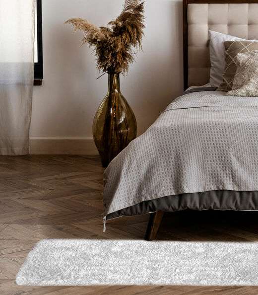 Tapete Passadeira Felpudo 50cmx 200cm Infinita Cor Branco