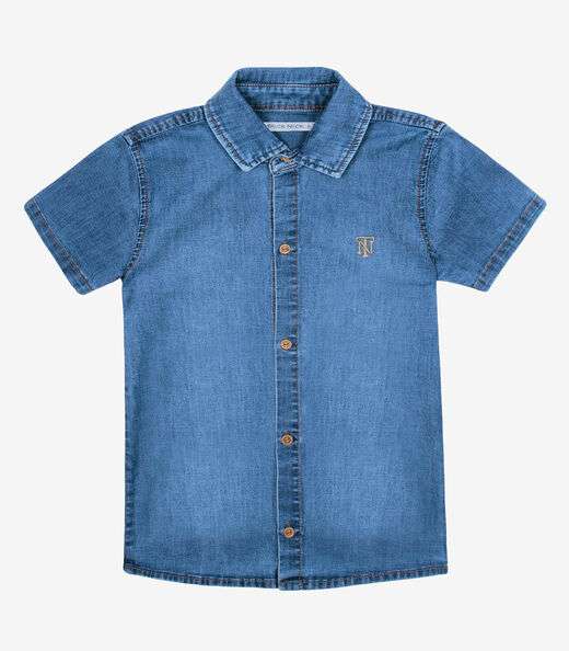 Camisa Jeans Infantil Trick Nick Azul