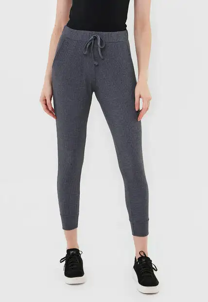 Kit 2 Calças  Jogger Comfy Malha Canelada Preta e Grafite