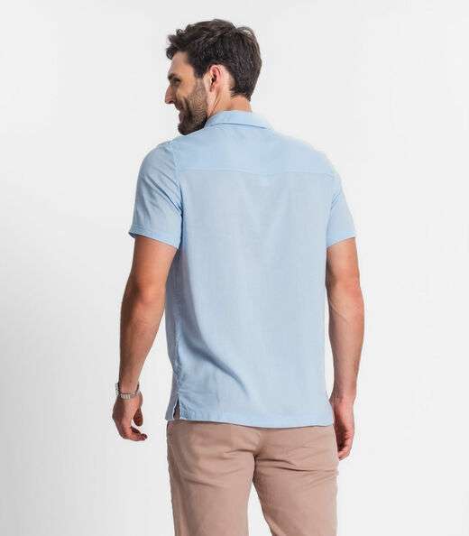 Camisa Em Viscolinho Masculina Diametro Azul